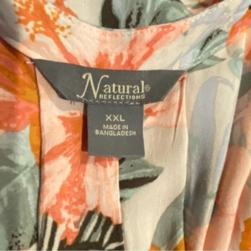 Natural Reflections Women plus XXL Orange Green Floral Halter style maxi dress